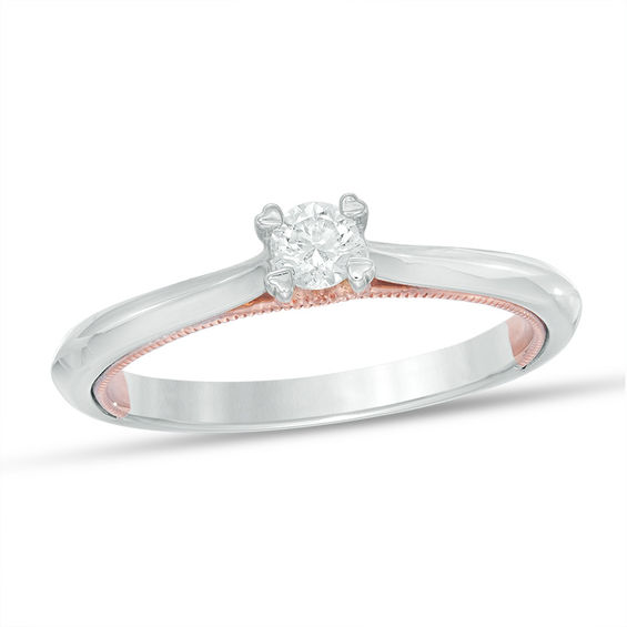 The Cupid's MarkÂ® 1/5 CT. Diamond Solitaire Engagement Ring in 10K Two-Tone Gold - Size 7