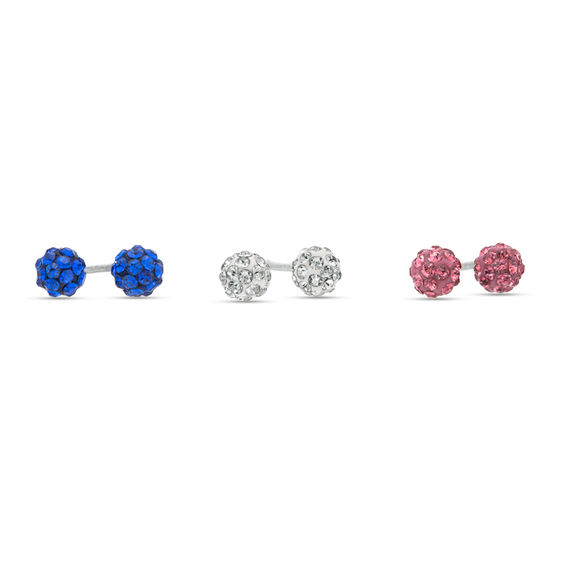 Child's 4mm Multi-Color Crystal Ball Stud Earrings Set in Sterling Silver