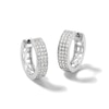 Thumbnail Image 1 of Cubic Zirconia Triple Row Huggie Hoop Earrings in Sterling Silver