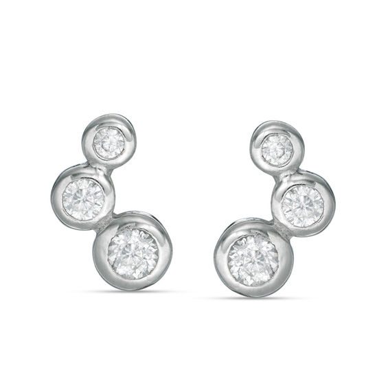 Cubic Zirconia Bubble Stud Earrings in Sterling Silver