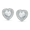 Thumbnail Image 1 of 5mm Heart-Shaped Cubic Zirconia Frame Stud Earrings in Solid Sterling Silver