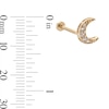 Thumbnail Image 4 of 14K Tube Gold CZ Crescent Moon Stud - 18G 5/16&quot;