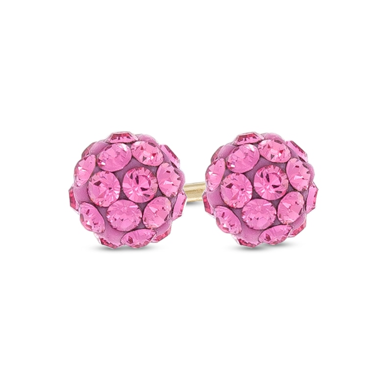 Child's 4mm Pink Crystal Ball Stud Earrings in 14K Gold