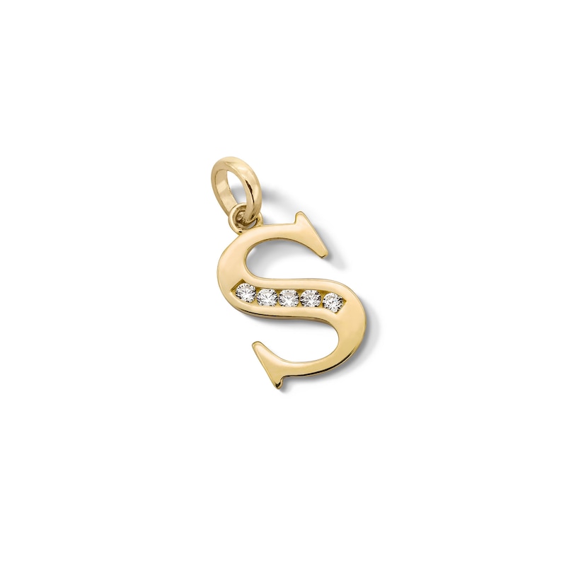 Main Image 3 of Cubic Zirconia &quot;S&quot; Initial Necklace Charm in 10K Solid Gold