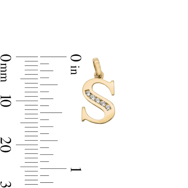 Main Image 4 of Cubic Zirconia &quot;S&quot; Initial Necklace Charm in 10K Solid Gold