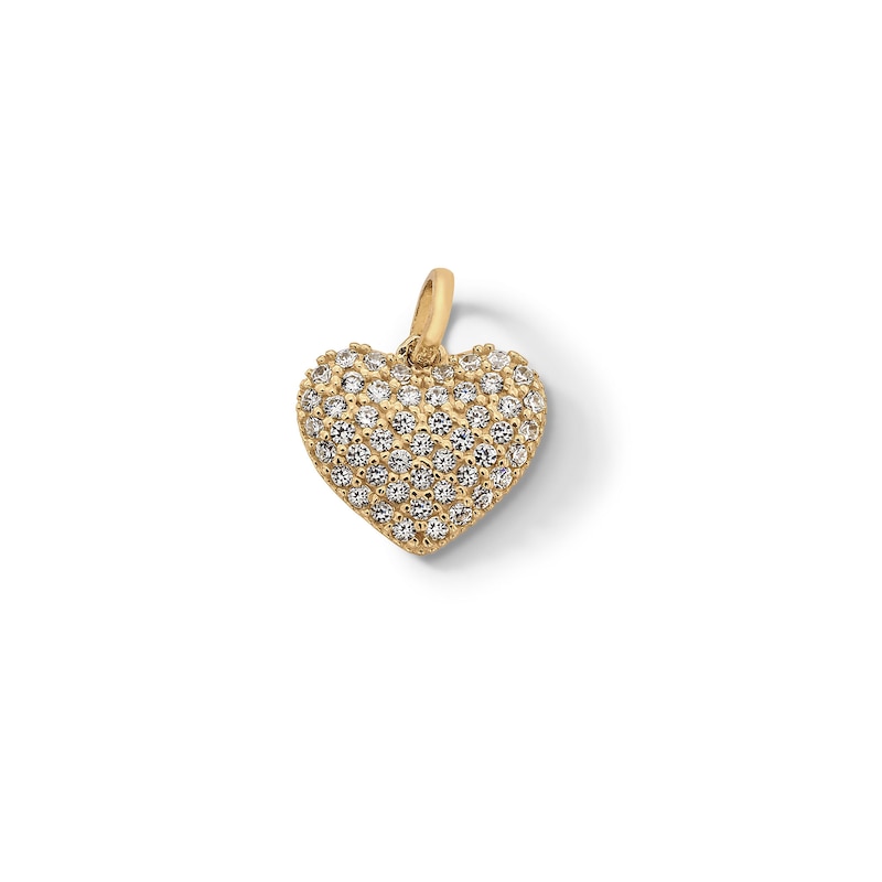 Main Image 1 of Cubic Zirconia Small Heart Necklace Charm in 10K Solid Gold