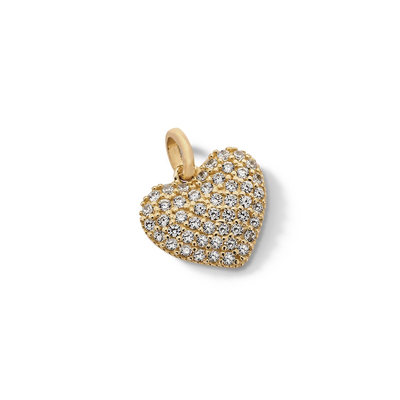 Main Image 3 of Cubic Zirconia Small Heart Necklace Charm in 10K Solid Gold