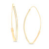 Thumbnail Image 0 of Made in Italy Glitter Enamel Oval Flat Hoop Earrings in 10K Solid Gold Wire and Tube