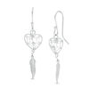 Thumbnail Image 0 of Heart-Shaped Dream Catcher with Feather Dangle Drop Earrings in Sterling Silver