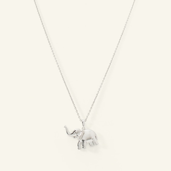 Diamond Accent Elephant Pendant in Sterling Silver