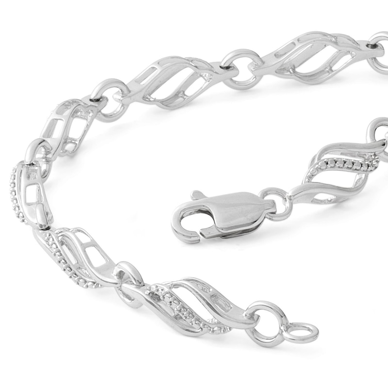 Main Image 4 of Diamond Accent Flame Link Bracelet in Sterling Silver - 7.5&quot;