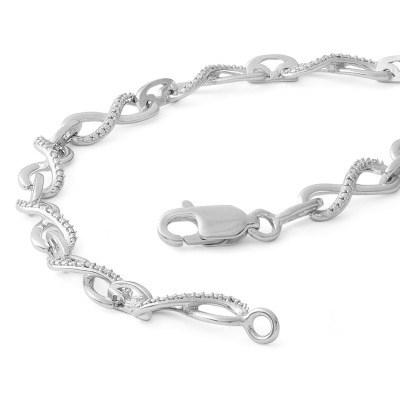 Main Image 4 of Diamond Accent Infinity Link Bracelet in Sterling Silver - 7.5&quot;