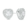 Thumbnail Image 0 of 5mm Heart-Shaped Cubic Zirconia Double Frame Stud Earrings in Solid Sterling Silver