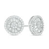 Thumbnail Image 1 of Cubic Zirconia Cluster Double Frame Stud Earrings in Solid Sterling Silver