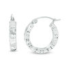 Thumbnail Image 1 of 15mm Diamond-Cut Square Tube Hoop Earrings in Hollow Sterling Silver