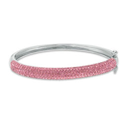 Child's Sterling Silver Pink Crystal Bangle - 5.5&quot;