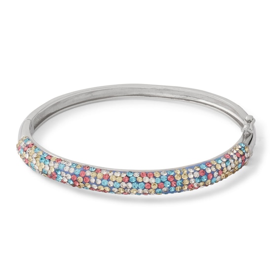 Child's Multi-Color Crystal Bangle in Sterling Silver - 5.5"