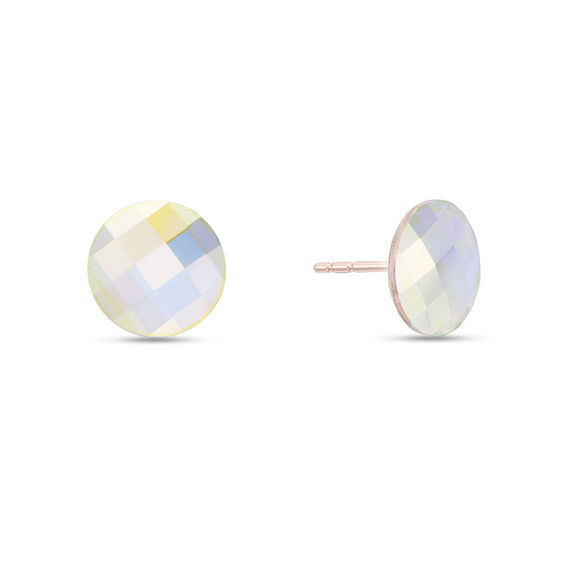 10mm Faceted Iridescent Crystal Stud Earrings in 10K Gold