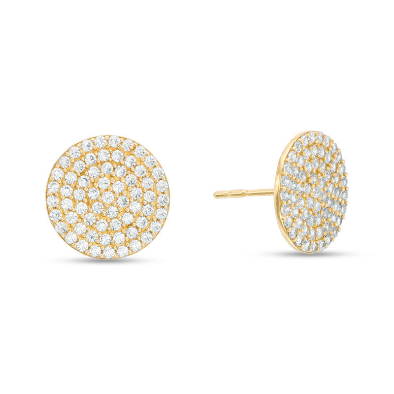 Main Image 1 of Cubic Zirconia Circle Stud Earrings in 10K Gold