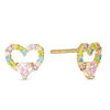 Thumbnail Image 1 of Child's Multi-Color Cubic Zirconia Heart Stud Earrings in 10K Gold