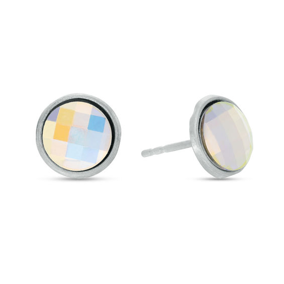 Child's Faceted Iridescent Crystal Stud Earrings in Sterling Silver