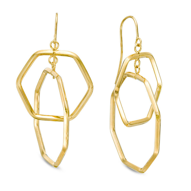 Main Image 1 of Made in Italy Geometric Dangle Drop Earrings in 10K Gold