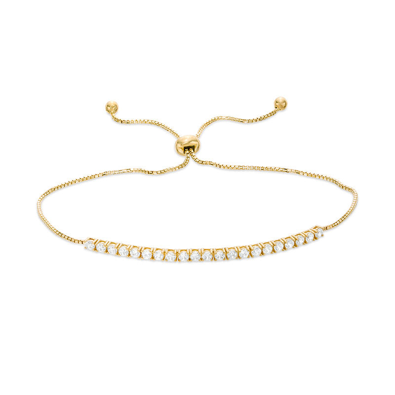 2mm Cubic Zirconia Bolo Bracelet in 10K Gold - 9