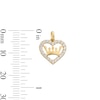 Thumbnail Image 3 of Cubic Zirconia Heart with Crown Pendant Charm in 10K Solid Gold