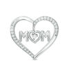 Thumbnail Image 0 of Cubic Zirconia "MOM" Heart Pendant Charm in Sterling Silver