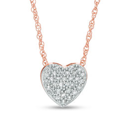 1/10 CT. T.W. Composite Diamond Heart Pendant in 10K Rose Gold