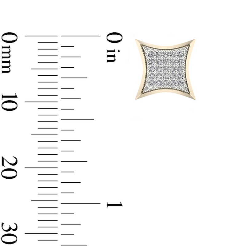 Main Image 3 of 1/8 CT. T.W. Concave Square Composite Diamond Stud Earrings in 10K Gold