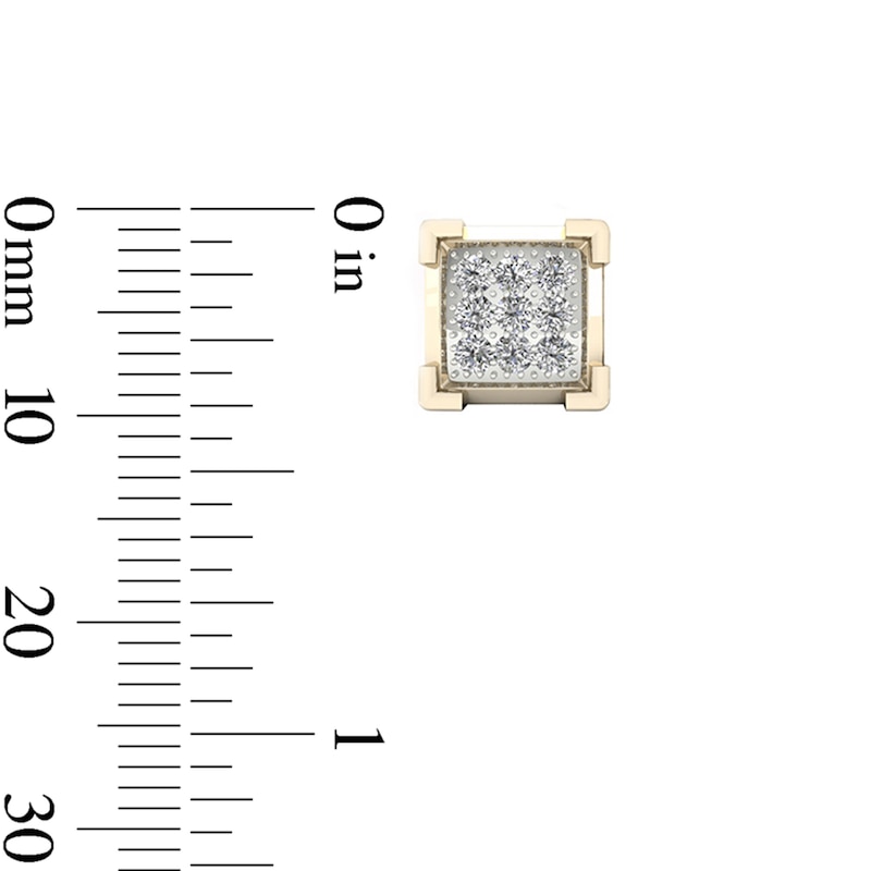 Main Image 3 of 1/20 CT. T.W. Square Composite Diamond V-Prong Stud Earrings in 10K Gold