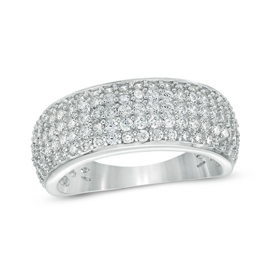 Cubic Zirconia Multi-Row Anniversary Ring in Sterling Silver - Size 7