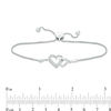 Thumbnail Image 2 of Diamond Accent Interlocking Double Heart Bolo Bracelet in Sterling Silver - 9.5&quot;