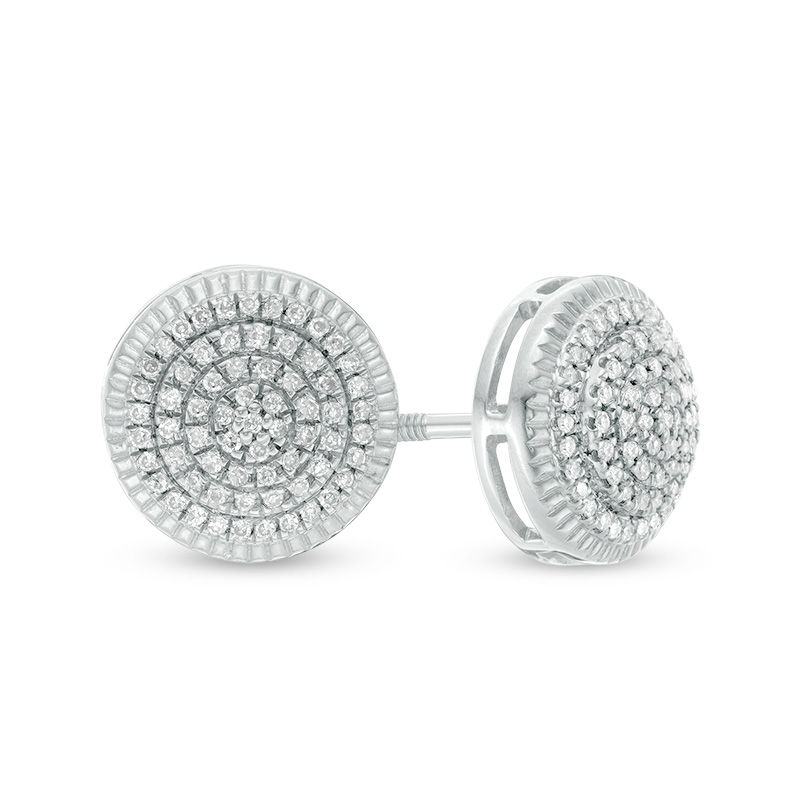 1/5 CT. T.W. Diamond Layered Circle Stud Earrings in Sterling Silver