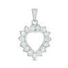 Thumbnail Image 0 of Cubic Zirconia Shadow Heart Necklace Charm in Sterling Silver