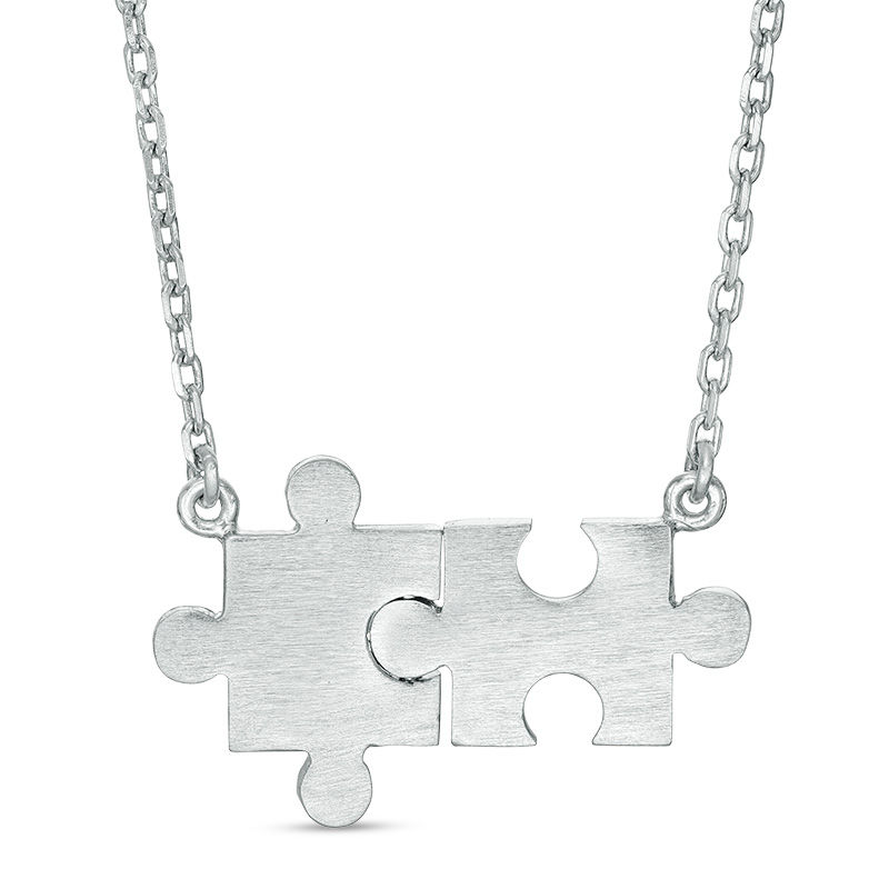 Double Puzzle Piece Necklace in Sterling Silver | Banter