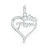 Thumbnail Image 0 of Cubic Zirconia "Mom" Heart Necklace Charm in Sterling Silver