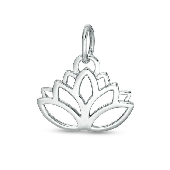 Cut-Out Lotus Flower Necklace Charm in Sterling Silver