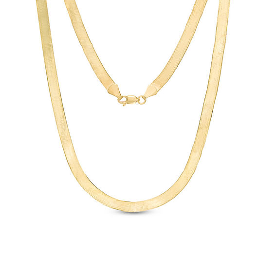 035 Gauge Herringbone Chain Necklace in 10K Gold - 22"