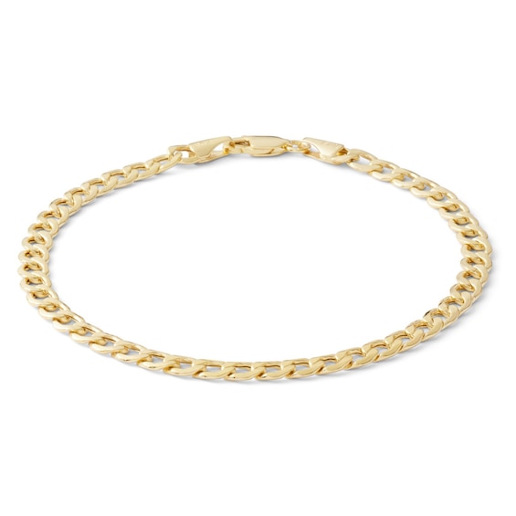 100 Gauge Bevelled Curb Chain Bracelet in 10K Hollow Gold - 7.5"