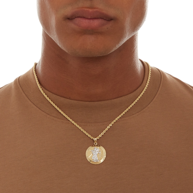 Men's Oval Saint Christopher Medallion Pendant Necklace