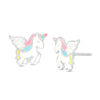 Thumbnail Image 1 of Child's Multi-Color Enamel Flying Unicorn Stud Earrings in Sterling Silver