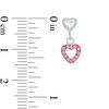 Thumbnail Image 2 of Child's Pink Crystal and Enamel Heart Outline Dangle Earrings in Sterling Silver