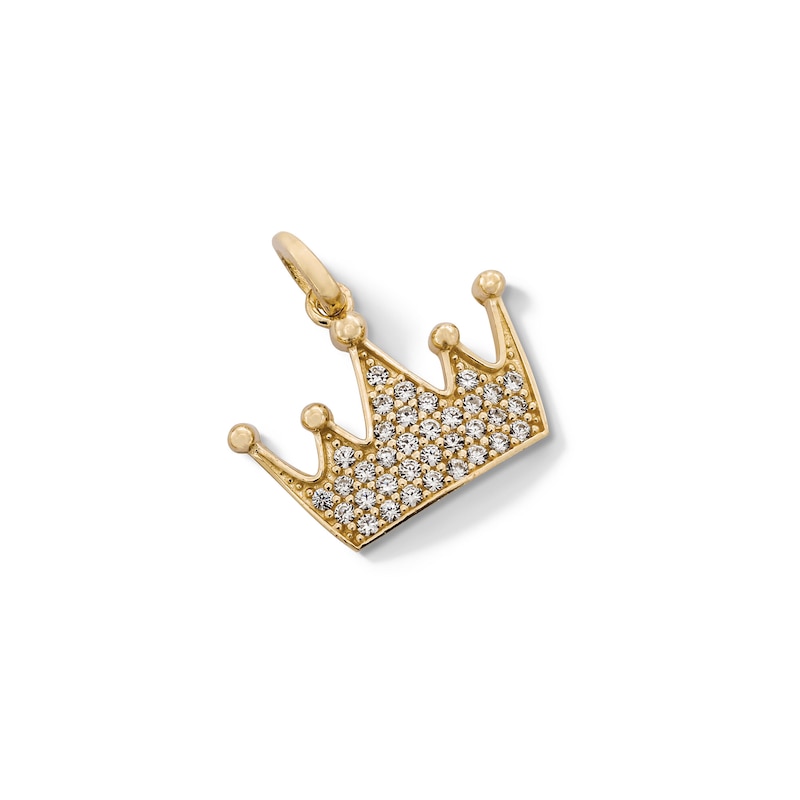 Cubic Zirconia Crown Necklace Charm in 10K Solid Gold