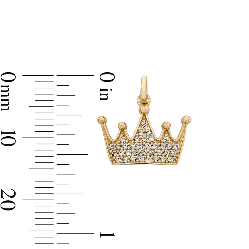 Cubic Zirconia Crown Necklace Charm in 10K Solid Gold