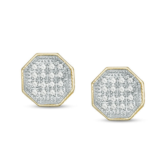 1/ CT. T.W. Square Composite Diamond Octagon Stud Earrings in 10K Gold