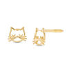 Thumbnail Image 1 of Sleeping Cat Face Stud Earrings in 10K Gold