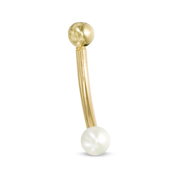 016 Gauge 3mm Freshwater Cultured Pearl Curved Barbell in 10K Gold