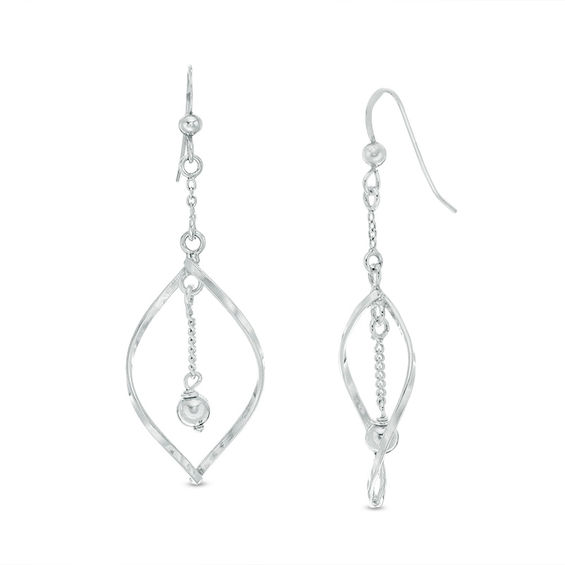 Spiral with Ball Dangle Drop Earrings in Sterling Silver